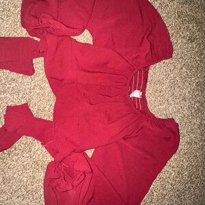 Red Puff Sleeve Blouse